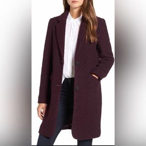 ANDREW MARC Paige Boucle/Wool Coat Maroon/Burgundy